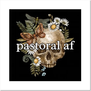 pastoral af with skull, butterflies, and flowers Posters and Art